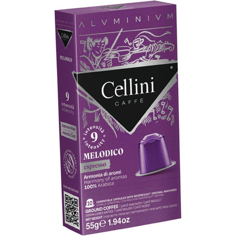 Picture of  Italian Coffee Espresso Melodico Compatible with Nespresso Cellini Aluminum - 10 Capsules