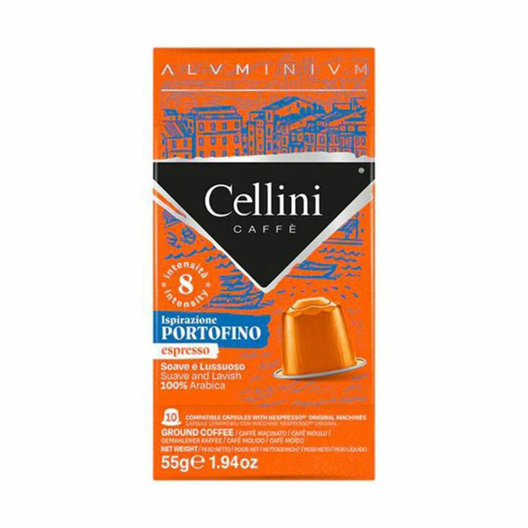 Picture of Italian Coffee Espresso Portofino Compatible with Nespresso Cellini Aluminum - 10 Capsules