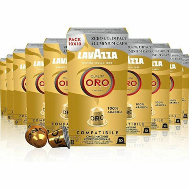 Picture of Lavazza Qualita Oro Aluminum Capsules Compatible With Nespresso - 100 Capsules