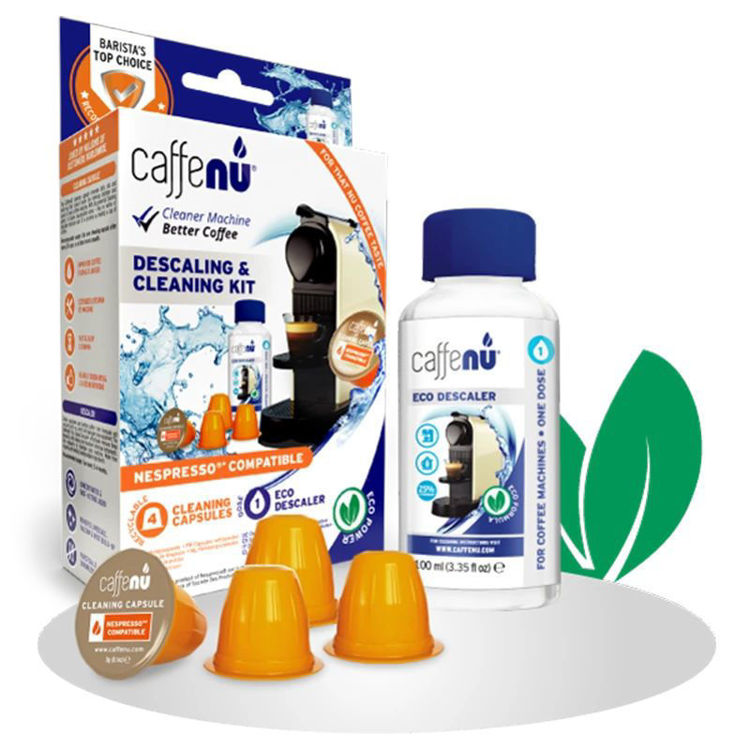 Picture of Caffenu Cleaning Set with 4 Nespresso Caffenu Cleaning Capsules & 1 Caffenu Descaling Liquid 100ml