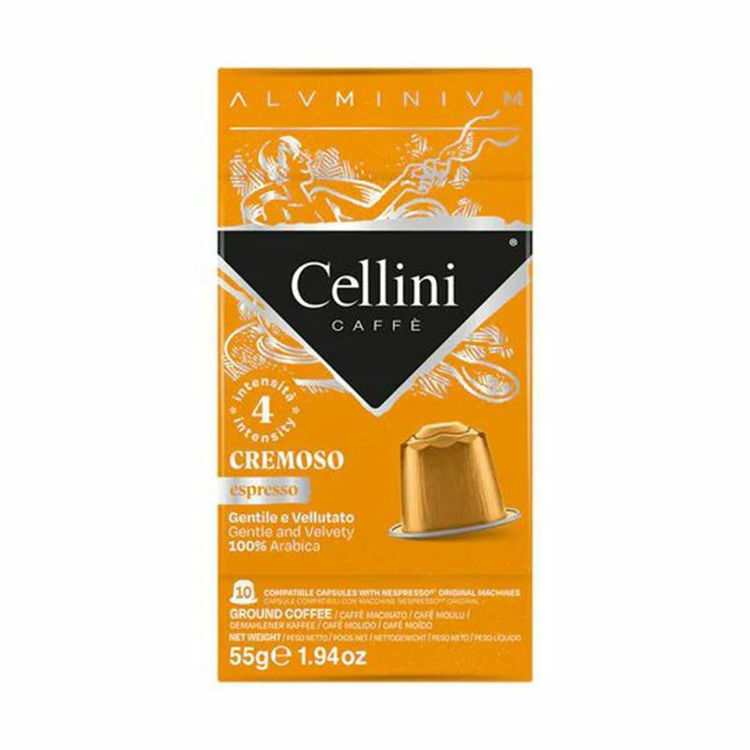 Picture of Italian Coffee Espresso Cremoso Compatible with Nespresso Cellini Aluminum - 10 Capsules