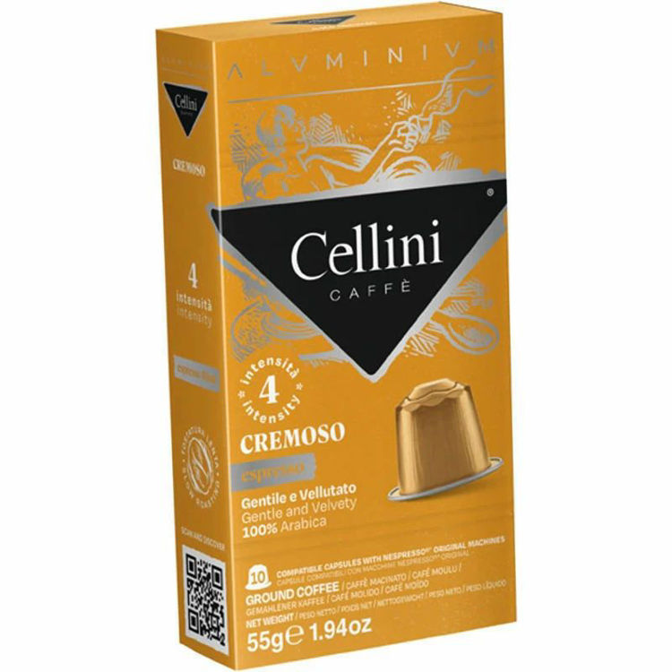 Picture of Italian Coffee Espresso Cremoso Compatible with Nespresso Cellini Aluminum - 10 Capsules