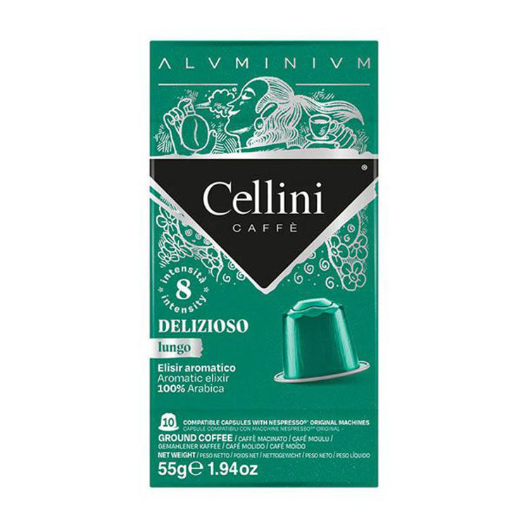 Picture of Italian Coffee Espresso Delizioso Lungo Compatible with Nespresso Cellini Aluminum - 10 Capsules