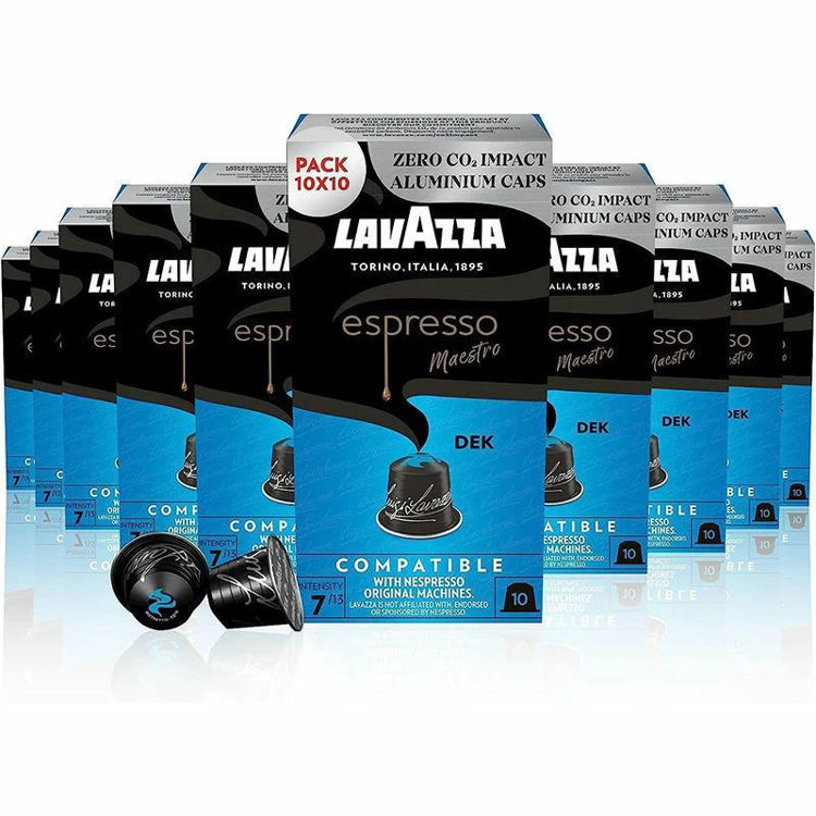 Picture of Lavazza Espresso Maestro Dek Aluminum Capsules Compatible With Nespresso - 100 Capsules